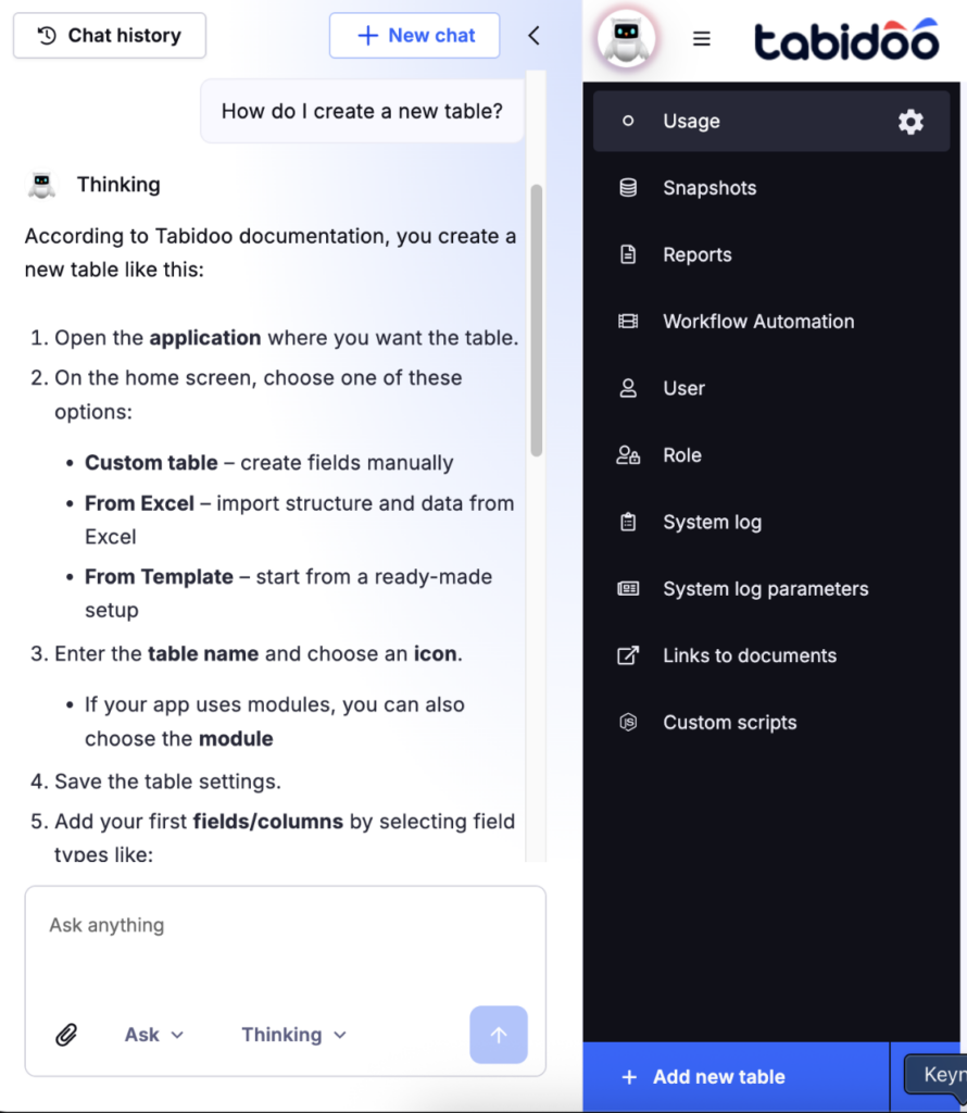 Your AI partner in Tabidoo has officially arrived! And it’s bringing a few new features with it