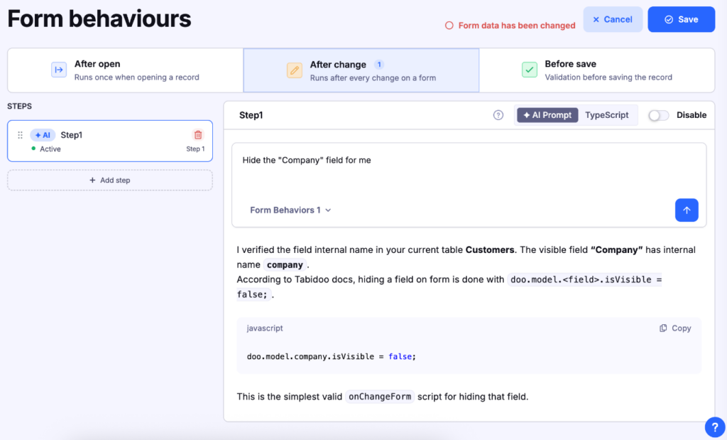 Forms in Tabidoo no longer need a developer